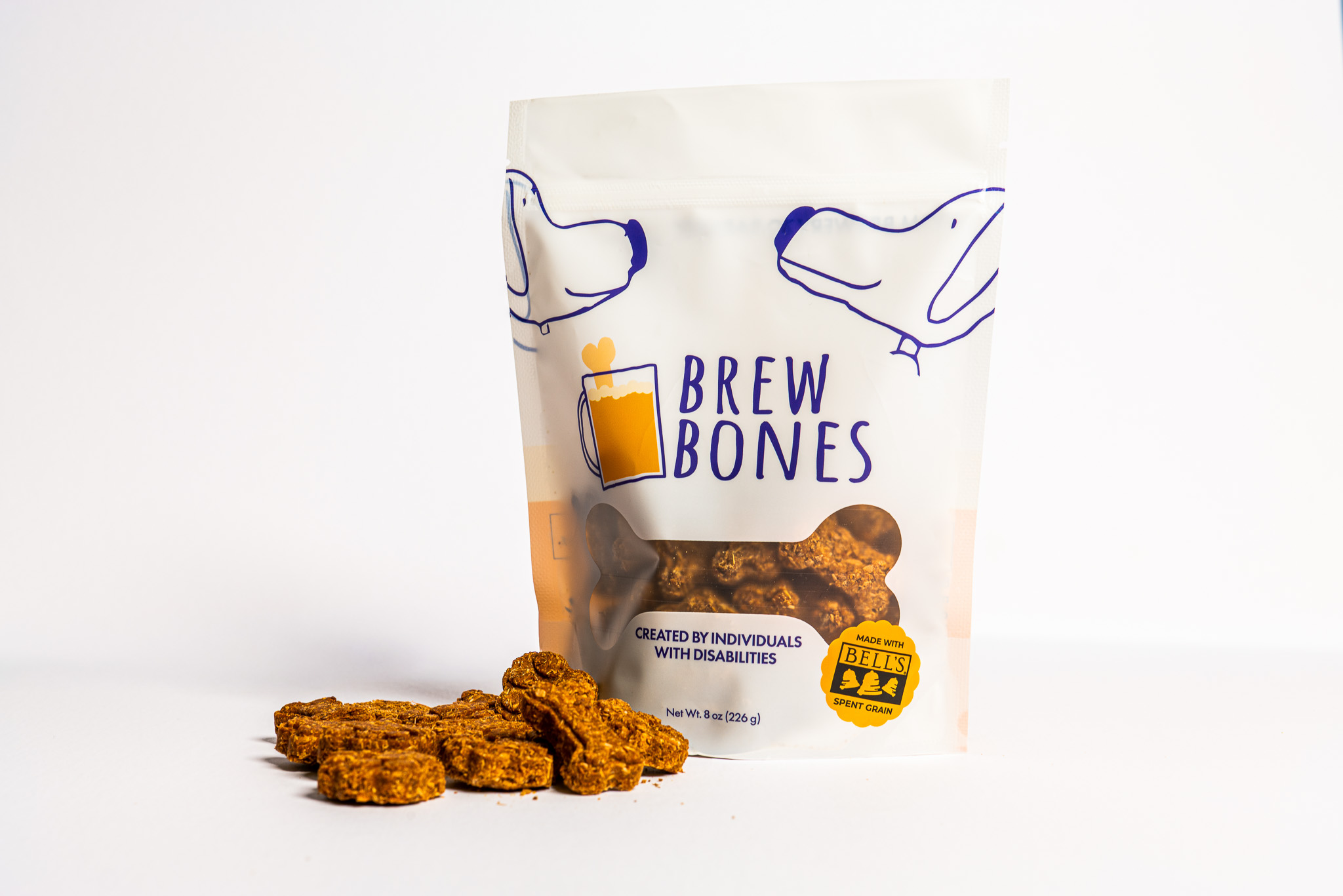 treats in front of Brew Bones bag